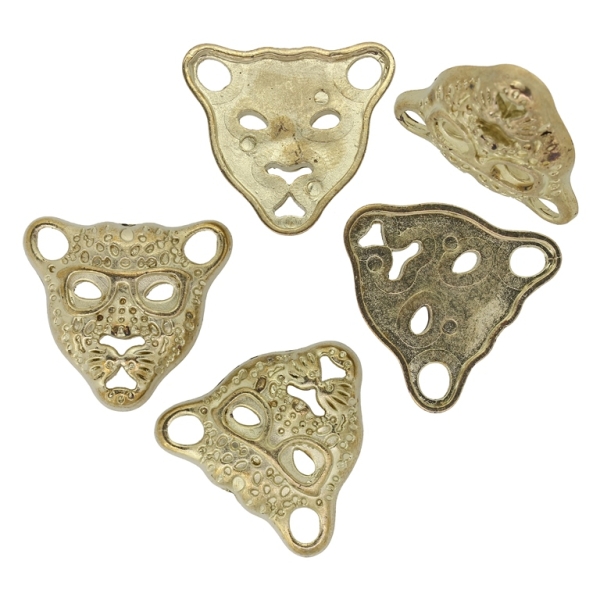 FOR SEWING - METALLIZED CCB - LEOPARD HEAD 02 - 29.5x27x6mm GOLD COLOR 02 - 250g (185pcs.) Hole-2x(5.0x4.0mm)