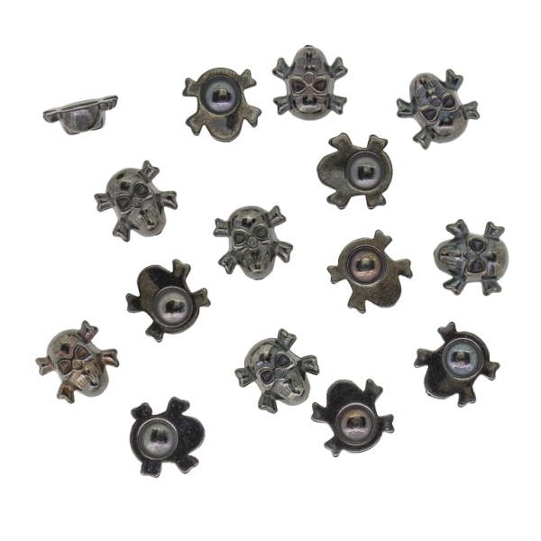 ADHESIVE BEADS - METALLIZED CCB - SKULL WITH BONES 01 - 12x12x4mm OXIDIZED - 250g (880pcs.)