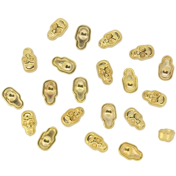 ADHESIVE BEADS - METALLIZED CCB - SKULL 01 - 12x7.5x5mm GOLD COLOR - 250g (930pcs.)