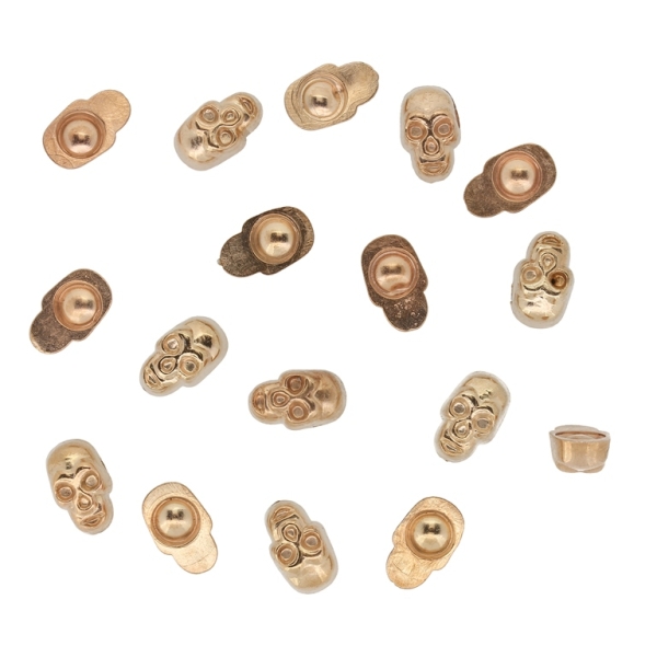 ADHESIVE BEADS - METALLIZED CCB - SKULL 01 - 12x7.5x5mm COPPER (LIGHT) - 250g (970pcs.)