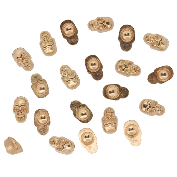 ADHESIVE BEADS - METALLIZED CCB - SKULL 01 - 12x7.5x5мм GOLD COLOR 03 - 250g (970pcs.)