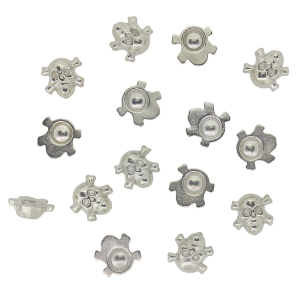 ADHESIVE BEADS - METALLIZED CCB - SKULL WITH BONES 01 - 12x12x4мм NICKEL COLOR - 250g (830pcs.)