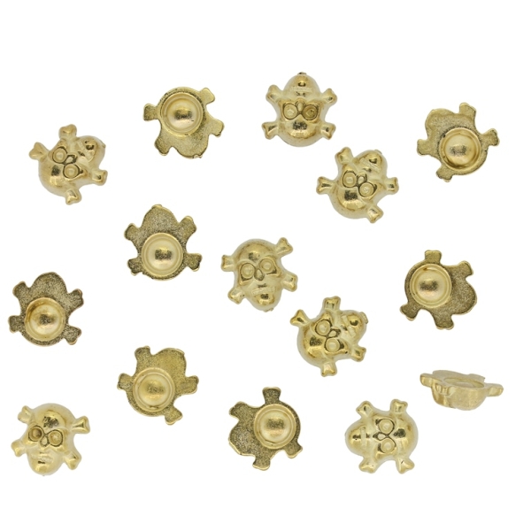 ADHESIVE BEADS - METALLIZED CCB - SKULL WITH BONES 01 - 12x12x4мм GOLD COLOR 02 - 250g (840pcs.)