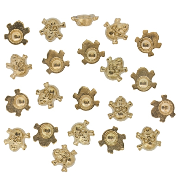 ADHESIVE BEADS - METALLIZED CCB - SKULL WITH BONES 01 - 12x12x4мм GOLD COLOR (DARK) - 250g (795pcs.)