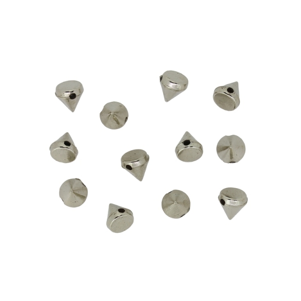 METAL PLATED PLASTIC / CCB BEADS  - CONE - 6x6mm NICKEL - 50g Hole-1.2mm (590pcs.)