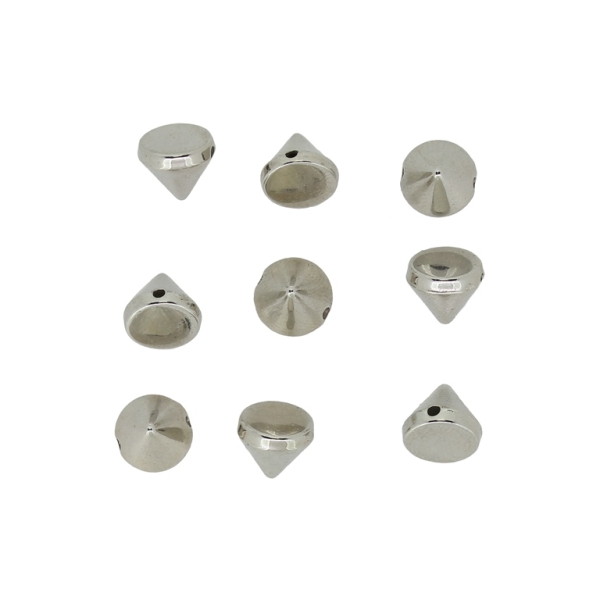 METAL PLATED PLASTIC / CCB BEADS - CONE - 8x7mm NICKEL - 50g Hole-1.2mm (250pcs.)