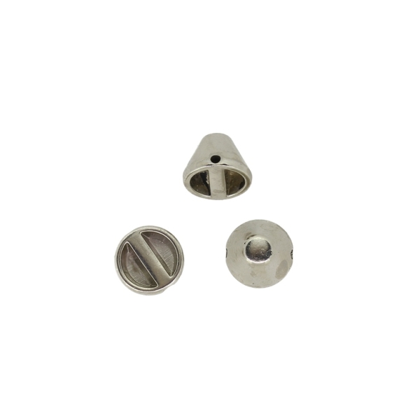 METAL PLATED PLASTIC / CCB BEADS - HALF CONE - 10x7.5mm NICKEL - PACKAGE 500g Hole-1.5mm (1450pcs.)