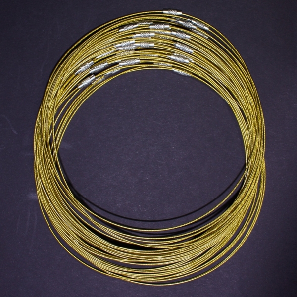 STRING WITH CLASP - STEEL CORD 1mm - NECKLACE - 145mm GOLD 04 - PACKAGE 50pcs.