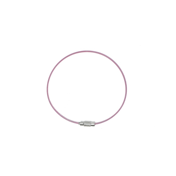 STRING WITH CLASP - STEEL CORD 1mm - BRACELET - 65mm PINK 06 - 1pc.