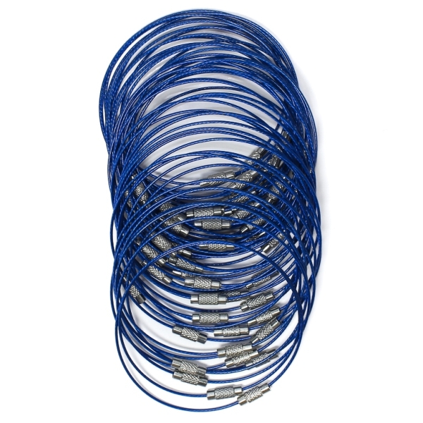 STRING WITH CLASP - STEEL CORD 1mm - BRACELET - 65mm BLUE 19 - PACKAGE 50pcs.