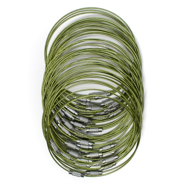 STRING WITH CLASP - STEEL CORD 1mm - BRACELET - 70mm GREEN (LIGHT) - PACKAGE 50pcs.