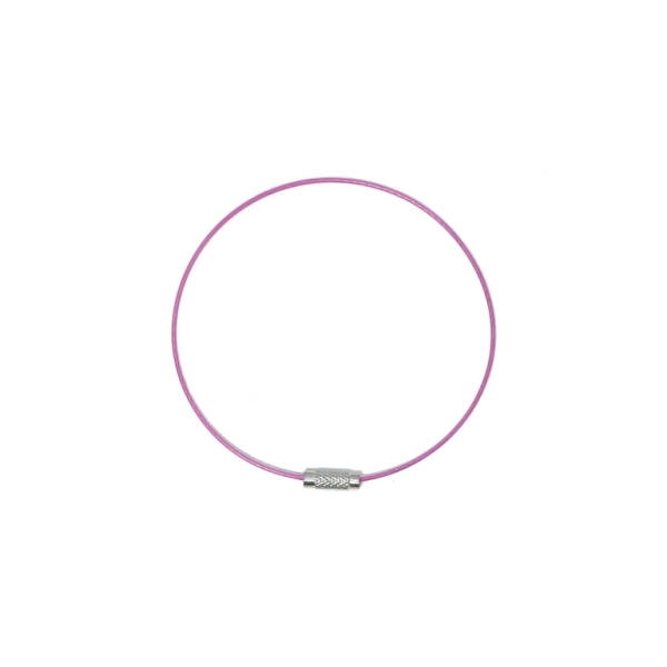 STRING WITH CLASP - STEEL CORD 1mm - BRACELET - 70mm PINK (DARK) - 1pc.