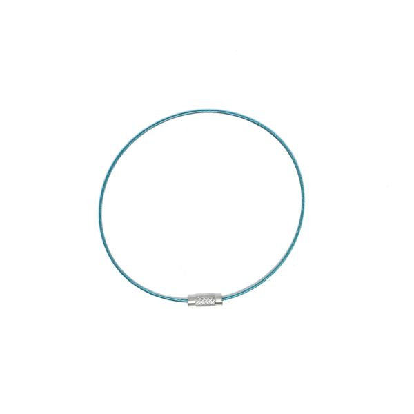 STRING WITH CLASP - STEEL CORD 1mm - BRACELET - 70mm TURQUOISE (LIGHT) 09 - 1pc.