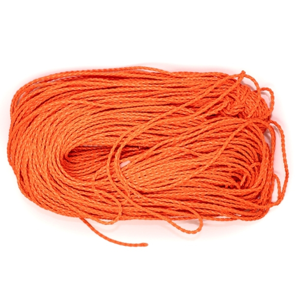 FAUX LEATHER - BRAIDED - 3mm ORANGE ELECTRICAL - 100yards(91m)