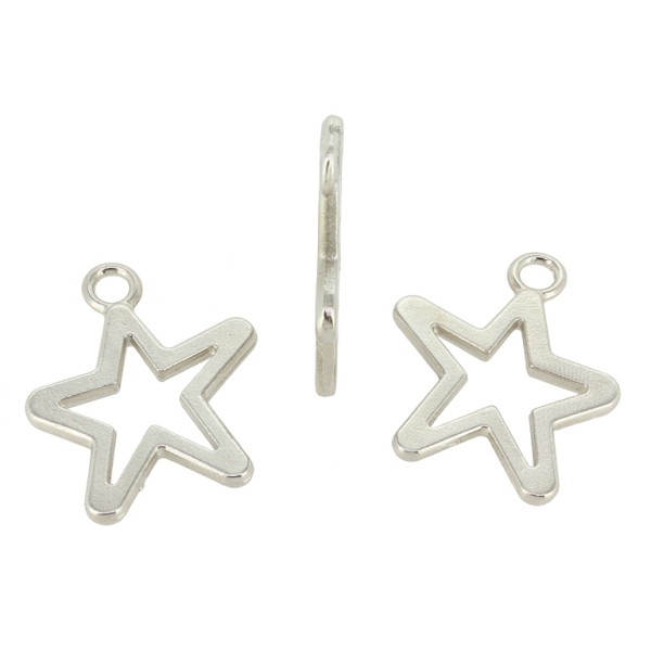 METAL BEADS - PENDANT - STAR 03 CONTOUR - 28x22x2mm NICKEL - 4pcs. Hole-3.0mm