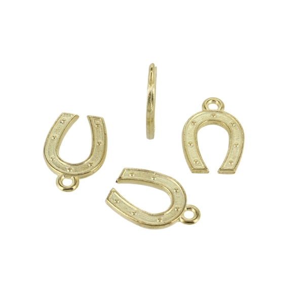 METAL BEADS - PENDANT - HORSESHOE 02 - 18x12x1.5mm GOLD - 10pcs. Hole-2.0mm