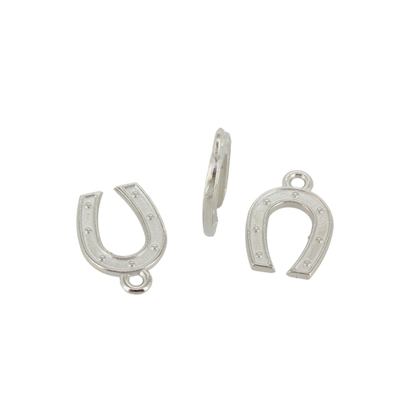 METAL BEADS - PENDANT - HORSESHOE 02 - 18x12x1.5mm NICKEL - 10pcs. Hole-2.0mm