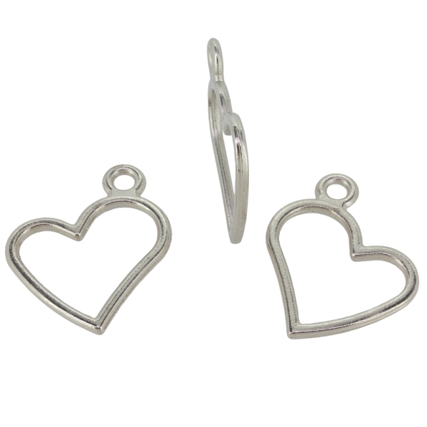 METAL BEADS - PENDANT - HEART 03 CONTOUR - 29x23x1.8mm NICKEL - PACKAGE 50pcs. Hole-3.0mm