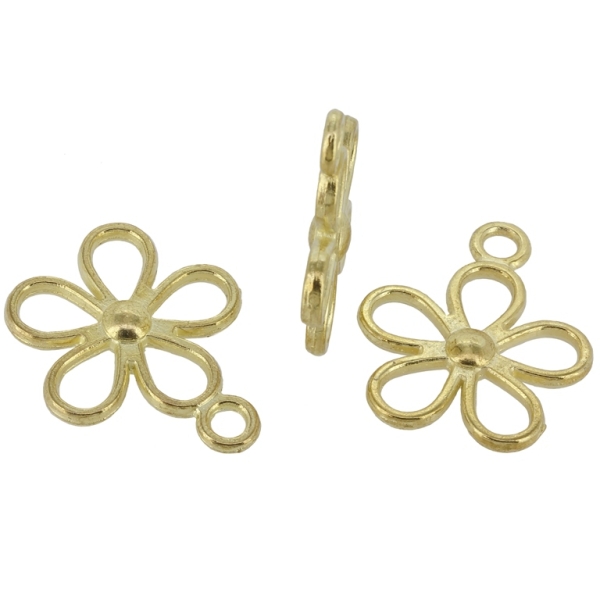 METAL BEADS - PENDANT - FLOWER 03 CONTOUR - 29x24x4mm GOLD - 4pcs. Hole-3.5mm