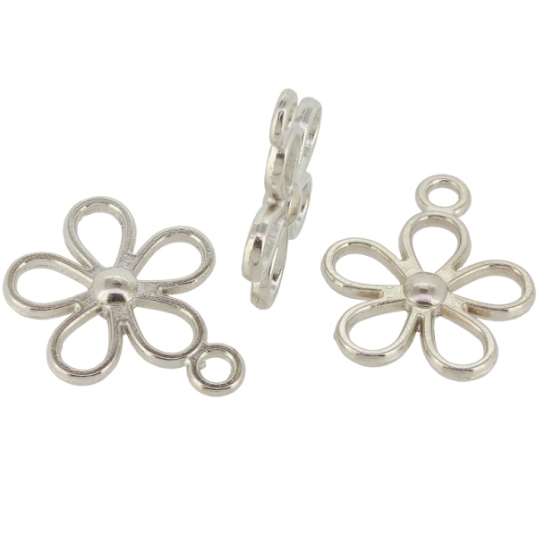 METAL BEADS - PENDANT - FLOWER 03 CONTOUR - 29x24x4mm NICKEL - 4pcs. Hole-3.5mm