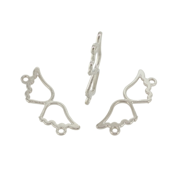 METAL BEADS - CONNECTING ELEMENT - 2 RINGS - ANGEL WINGS 03 - 29x10x1.5mm NICKEL - 10pcs. Hole-1.7mm