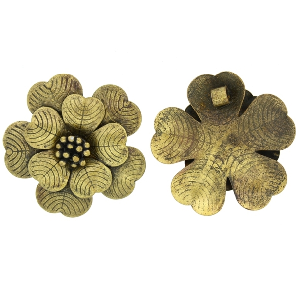 METAL BEADS - PENDANT - FLOWERS 02 - 46x8mm ANTIQUE BRONZE - 2pcs. Hole-5.0mm