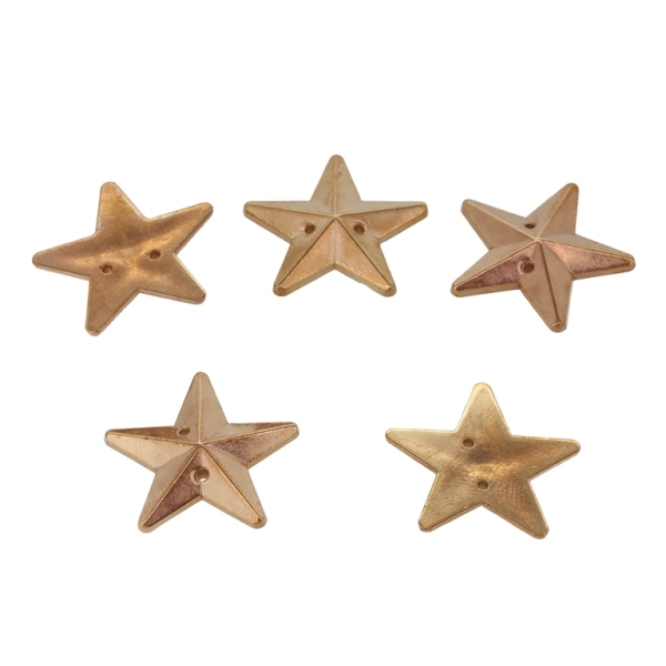 FOR SEWING - METALLIZED CCB - STAR 02 - RELIEF 20x19x3mm GOLD COLOR 02 - 20g (64pcs.) Hole-1.0mm