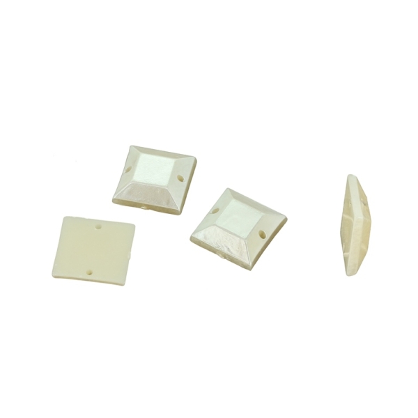 BEADS FOR SEWING - PLASTIC BEADS - SQUARE FACETED - 12x12x3mm ECRU 14 - 250g (720pcs.) Hole-1.0mm