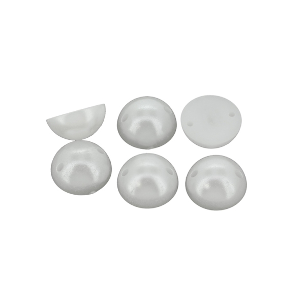 BEADS FOR SEWING - PLASTIC BEADS - HEMISPHERE - 14x6mm WHITE 08 - 250g (370pcs.) Hole-1.0mm