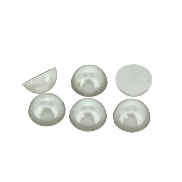 BEADS FOR SEWING - PLASTIC BEADS - HEMISPHERE - 14x6mm WHITE 09 - 250g (370pcs.) Hole-1.0mm