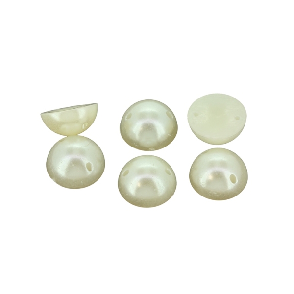 BEADS FOR SEWING - PLASTIC BEADS - HEMISPHERE - 14x6mm ECRU 18 - 250g (370pcs.) Hole-1.0mm