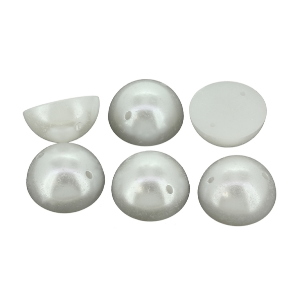 BEADS FOR SEWING - PLASTIC BEADS - HEMISPHERE - 18x9mm WHITE 08 - 250g (165pcs.) Hole-1.5mm