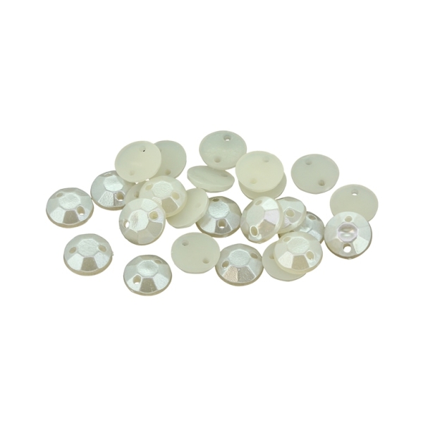 BEADS FOR SEWING - PLASTIC BEADS - HEMISPHERE FACETED - 8x2mm ECRU 17 - 250g (3160pcs.) Hole-1.0mm