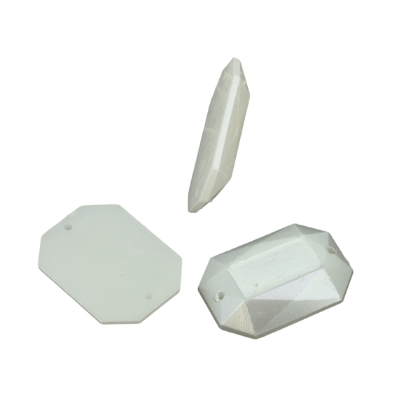 BEADS FOR SEWING - PLASTIC BEADS - RECTANGLE FACETED - 25x18x4mm WHITE 06 - 250g (210pcs.) Hole-1.0mm