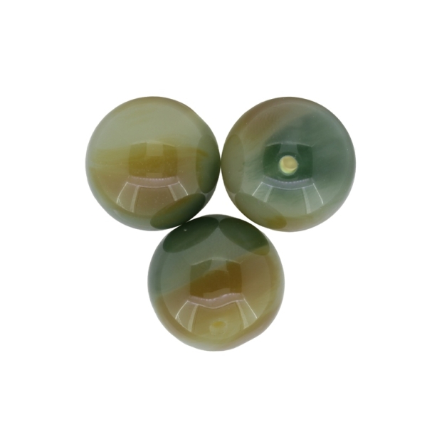 PLASTIC BEADS - BALL TRICOLOR - 20mm GREEN MILITARY-BEIGE-BROWN (LIGHT) - 50g Hole-2.5mm (9pcs.)