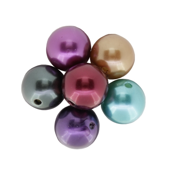 ACRYLIC IMITATION PLASTIC PEARLS - BALL - 24mm MIX - 50g Hole-3.5mm (6pcs.)