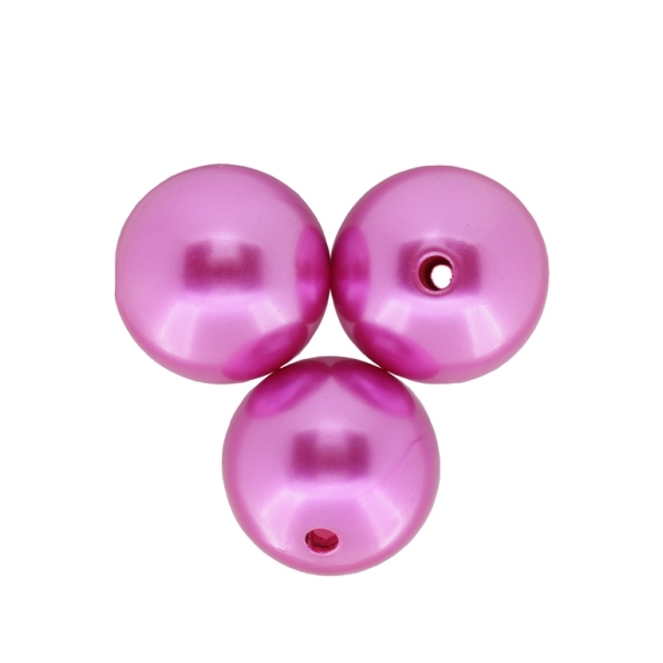 ACRYLIC IMITATION PLASTIC PEARLS - BALL - 24mm CYCLAMEN - 50g Hole-3.5mm (6pcs.)