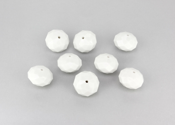 OPAQUE PLASTIC BEADS - WASHER FACETED - 13x19mm WHITE 00 - 50g Hole-2.0mm (20pcs.)