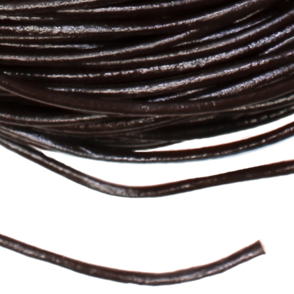 LEATHER NATURAL - ROUND - 3.0mm BROWN (DARK) - 2meters