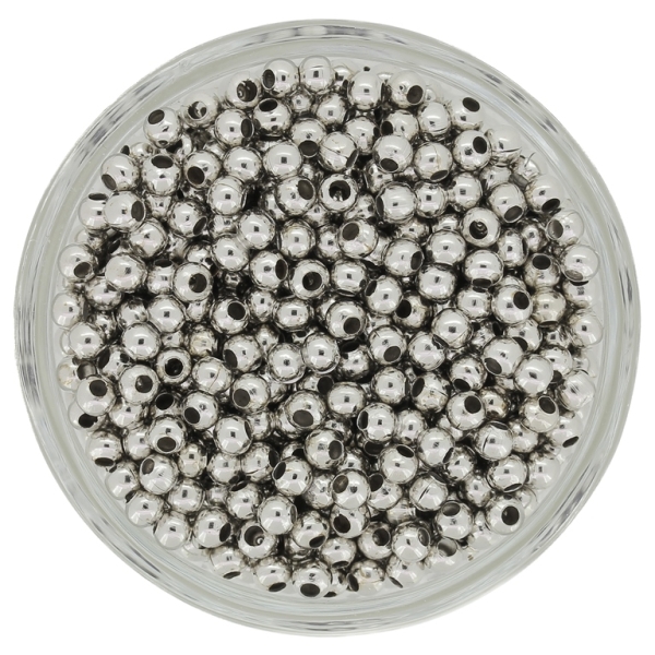 METAL BEADS FOR STRINGING - BALL - 3.2mm NICKEL - 5000pcs. Hole-1.5mm