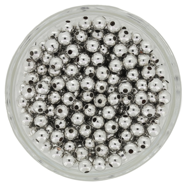 METAL BEADS FOR STRINGING - BALL - 4mm NICKEL - 250pcs. Hole-1.2mm