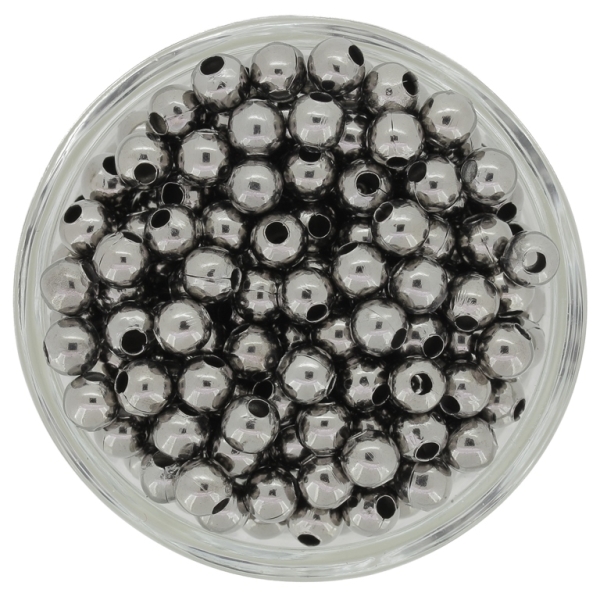 METAL BEADS FOR STRINGING - BALL - 5mm OXIDIZED - 2500pcs. Hole-2.0mm