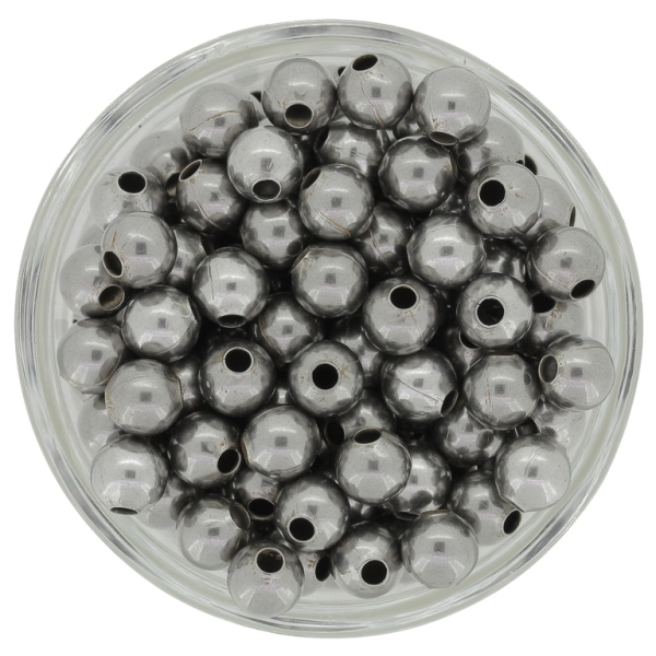 METAL BEADS FOR STRINGING - BALL - 6mm OXIDIZED - 100pcs. Hole-2.0mm