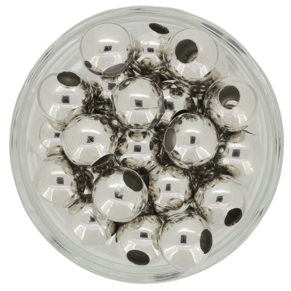 METAL BEADS FOR STRINGING - BALL - 10mm NICKEL - 250pcs. Hole-3.8mm