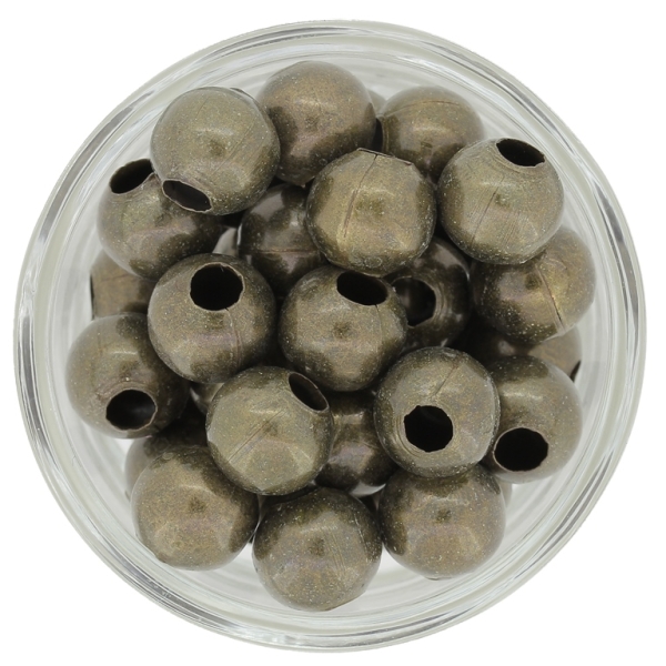 METAL BEADS FOR STRINGING - BALL - 10mm ANTIQUE BRONZE - 25pcs. Hole-3.8mm