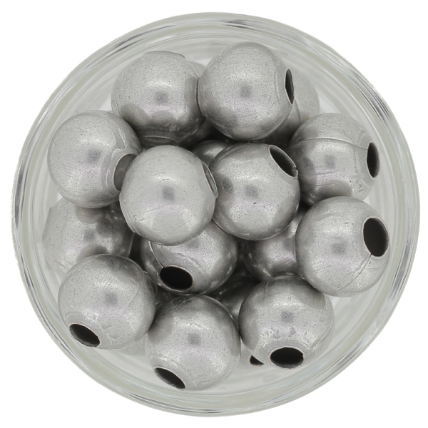 METAL BEADS FOR STRINGING - BALL - 12mm NICKEL MATTE - 15pcs. Hole-4.5mm