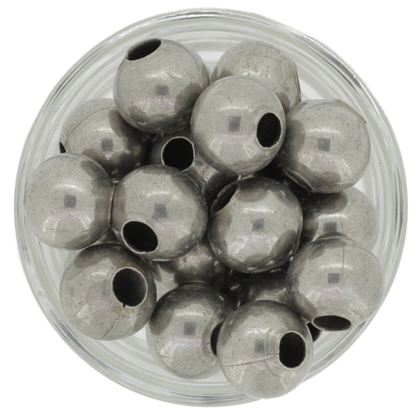 METAL BEADS FOR STRINGING - BALL - 12mm OXIDIZED - 15pcs. Hole-4.5mm