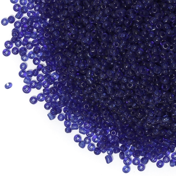 GLASS SEED BEADS - BALL 2mm - TRANSPARENT - BLUE (DARK) 8 - 50g Hole-0.8mm