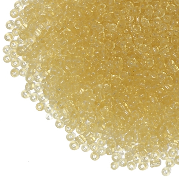 GLASS SEED BEADS - BALL 3mm - TRANSPARENT - GOLD 2 - 50g Hole-1.0mm