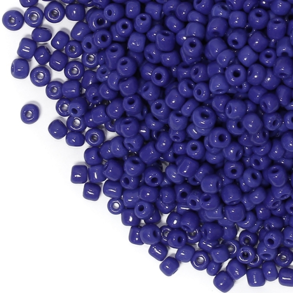 GLASS SEED BEADS - BALL 4mm - OPAQUE - BLUE (DARK) 48 - 50g Hole-1.5mm